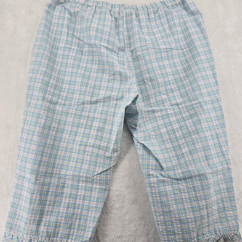 The Tog Shop Pajama Set Womens Petites 2PC Plaid Blue Ruffle Lace Cotton Blend - Picture 11 of 12